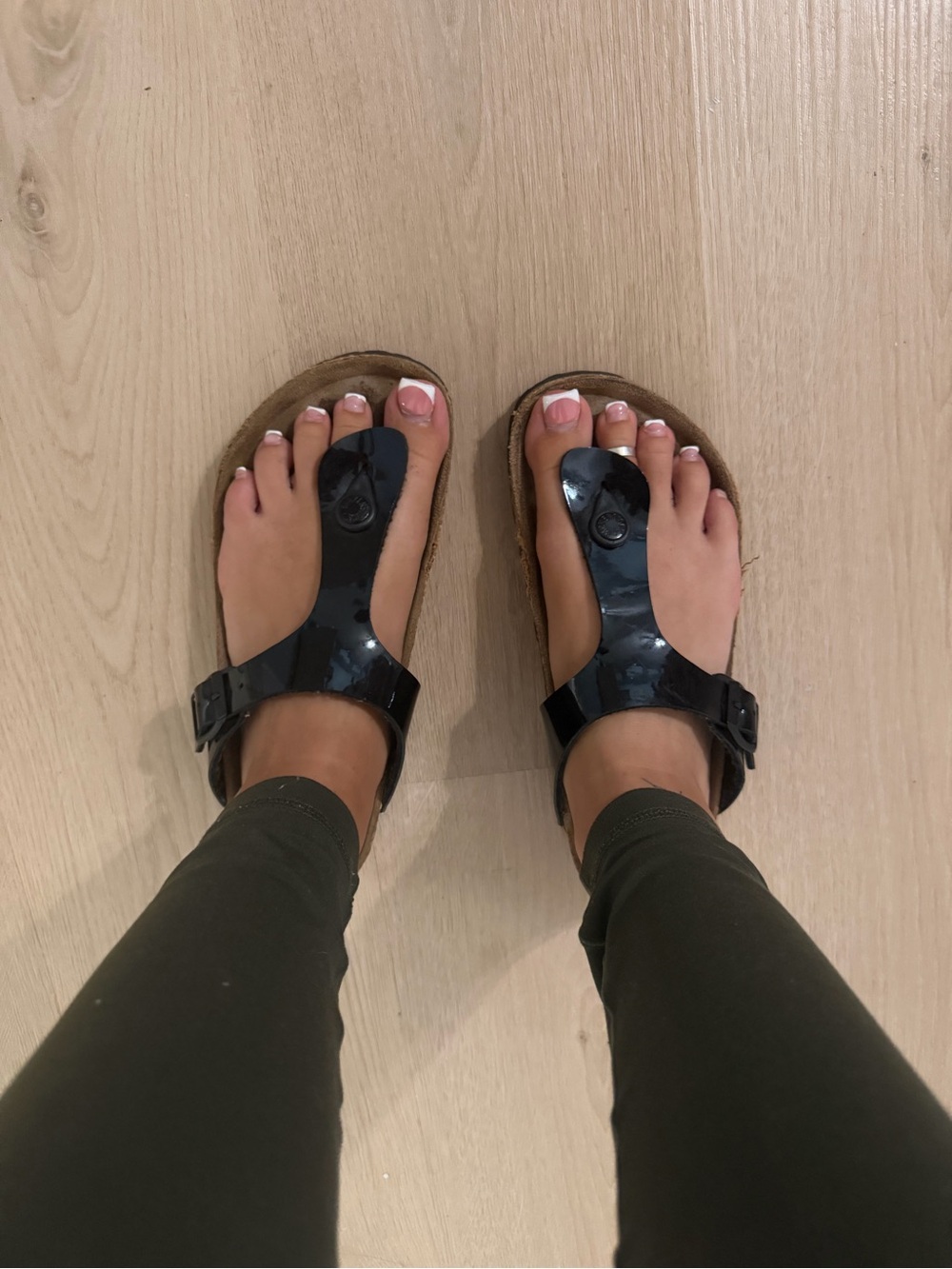 Birkenstock Black Patent Thong Sandals
